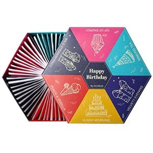 ACORUS Happy Birthday Theeset - Verjaardagscadeau voor degenen om wie we geven, Selectie van fruit-, kruiden- en zwarte thee met warme wensen over de hele doos geschreven