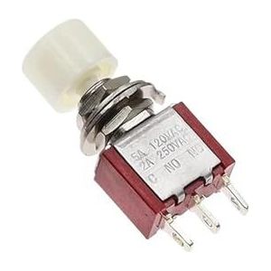 5/20/100 STUKS 6 MM 3Pin C-NO-NC DS-612 Mini Momentary Automatische Drukknopschakelaar ON-(ON) 2A250VAC/5A120VAC tuimelschakelaar (Wit, 20STUKS)