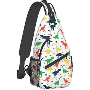 351 Crossbody Dinosaurus Schouder Crossbody Tassen Casual Gym Dagrugzak Lichtgewicht Borst Schoudertas Voor Reizen Sport Outdoor, Sling Tas 526, 39x19x9 cm