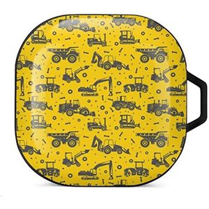 Cartoon graafmachine en tractor oordopjes hoesje compatibel met Samsung hard shell beschermhoes zwart stijl