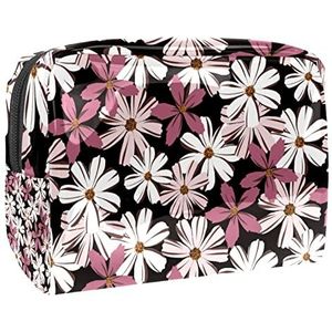 Cosmetische tas voor dames,kleine make-uptas voor portemonnee,Daisy Roze Vintage bloem,Cosmetische reistas,make-uptasje
