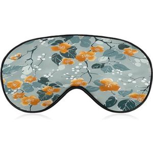 Slaapmasker, oogmasker voor dames en heren, oogmaskers om te slapen, kleine oranje bloemen bedrukt, voor reizen en slapen, lichtgewicht, verstelbare schouderbanden