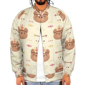 Leuke Beer Tribal Boho Grappige Mannen Baseball Jacket Gedrukt Jas Zachte Sweatshirt Voor Lente Herfst