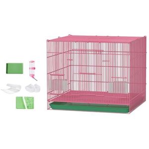 LOVIVER Konijnenkooi Cavia Thuis Metaaldraad met Lade Kleine Dieren Huis Indoor Konijnenhok voor Chinchilla Kleine Huisdieren Konijnen, roze B