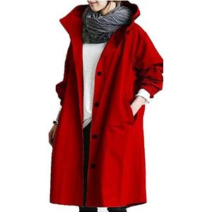 Regenjas OutdoorJacket Waterdicht Dames Lange Regenjas met Capuchon Outdoor Regenjas Windjack Oversized Elegante Lichtgewicht Outdoor Trenchcoats (Color : Red, Size : 5XL)