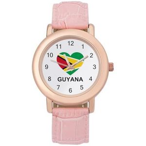 Love Guyana Dameshorloge PU Strap Polshorloge Quartz Roze Valentijnsdag Gift