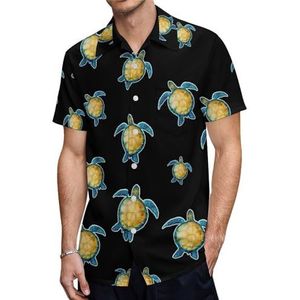 Tie Dye Cool Sea Turtle Casual herenoverhemden met korte mouwen met zak, zomer strand blouse top M