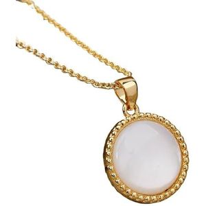 Round Amethysts Quartz Gold Chain Pendant Choker Necklace Women Simple Natural Stone Necklace Female Minimalist Jewelry (Color : White Shell)