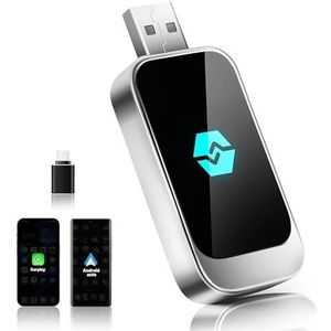 Auto & Carplay draadloze adapter, 2-in-1 stick converteert Android/Carplay in draadloos voor auto's, USB C/A, plug and play, iOS 10+