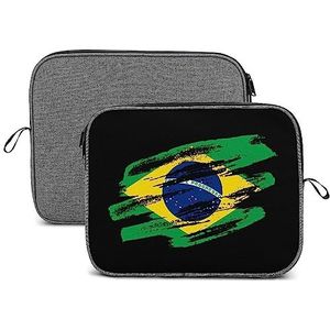 Vintage Braziliaanse Vlag Laptop Sleeve Case Beschermende Notebook Draagtas Reizen Aktetas 14 inch