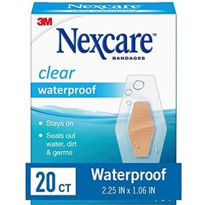 Nexcare Waterdichte transparante bandages, vuilafstotend, kiembestendig, ultradun en comfortabel, zeer populair op Amazon, eenheidsmaat, 20 stuks