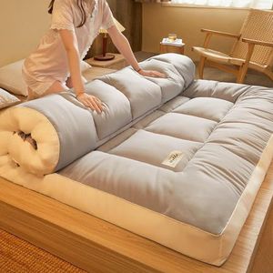 AXSDEJT Japanse tatami-matrassen, futon vloermatras, zacht, draagbaar, opvouwbaar, voor tweepersoonsbed, eenpersoonsbed, ademend, grijs (afmetingen: 90 x 190 cm)