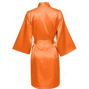 LHSJYG Damesgewaden bruidsmeisje gewaad bruidsgewaad kort satijnen badjas vrouwen bruiloft badjas nachtkleding ochtendjas grote maten riem (oranje, pas je tekst aan)