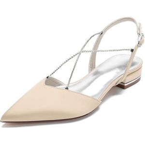 Hanfike Meisjes Womens Jurk Flats voor Bruiloft Slingback Puntschoen Comfortabele Gelegenheden Schoenen JY217, Champagne, 37 EU