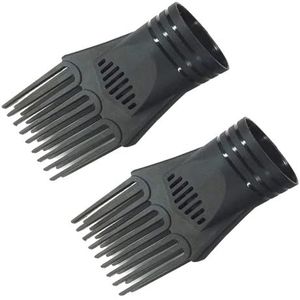 2 stuks zwarte universele haardroger kam, mondstuk plastic kappers föhn föhn föhn opzetstuk, haarstyling mondstuk gereedschap mode salon tool voor rechttrekken ontwarren fijne krullende stylingtools