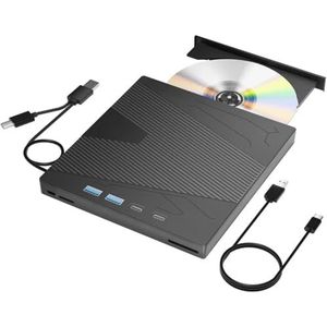 Externe USB3.0 & Type-C CD/DVD-drive met 4 USB-poorten en TF/SD-kaartsleuf CD/DVD-brander, schrijver, lezer speler for laptop