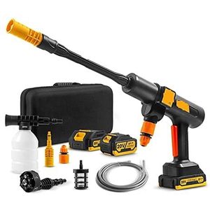 Spuitpistool, 200Bar Hoge Druk Wasstraat Wasmachine Pistool Schuim Generator Waterpistool Spray Cleaner Auto Wasmachine For 18V Batterij(With 2 battery)