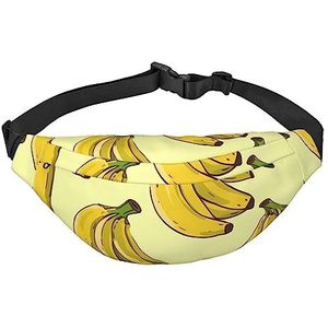Fanny Packs met bananenprint voor dames en heren, lichtgewicht verstelbare heuptas voor reizen, wandelen, fietsen, Zwart, Eén maat