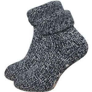 GAWILO Stoppersokken voor dames (1 paar) | antislip pantoffelsokken | zachte, behaaglijke en warme sokken met noppen, blauw melange, 39-42 EU