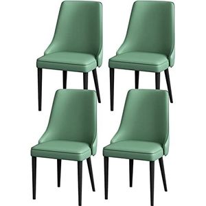 GEIRONV Moderne eetkamerstoelen set van 4, gestoffeerde kunstlederen stoelen koolstofstalen pootstoelen woonkamer bijzetstoelen Eetstoelen (Color : Green, Size : 48x47x89cm)