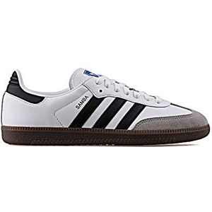 adidas Samba Leather Low-Top Sneakers voor heren, wit, zwart, 40 2/3 EU