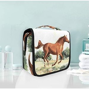 Hangende opvouwbare toilettas Running Horse Art Make-up Reizen Organizer Tassen Case voor Vrouwen Meisjes Badkamer