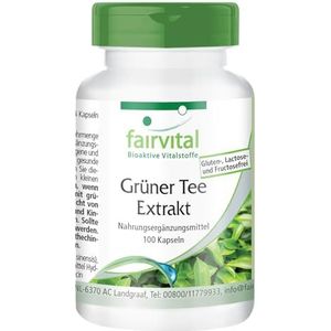 Fairvital | Groene thee-extractcapsules - 100 capsules - polyfenolen, catechinen, EGCG & cafeïne - HOOG GEDOSEERD - VEGAN - Camellia sinensis