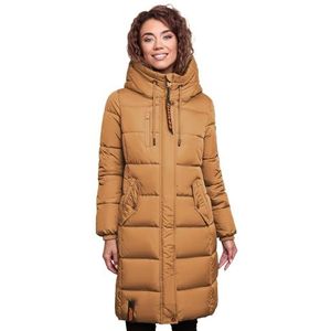 MARIKOO B941 Winterjas voor dames, met capuchon, gewatteerde jas, camel, M
