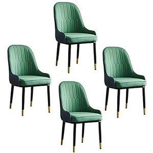 GEIRONV PU Lederen moderne eenvoudige lounge stoel, woonkamer slaapkamer keuken hotel receptie stoel eetkamer stoelen set van 4 Eetstoelen (Color : Green)