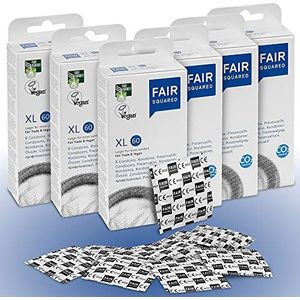 FAIR SQUARED Condooms XL 48 Box 60 mm – veganistische condooms klimaatneutraal van eerlijk behandeld natuurlijk rubber – condoom gevoelsecht flinterzacht condooms