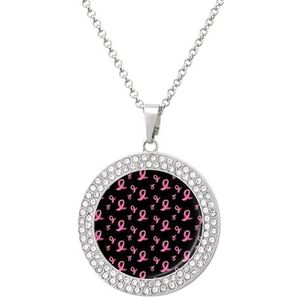 Wereld Kanker Dag Roze Linten Hanger Ketting Voor Vrouwen Mode-sieraden Custom Verjaardag Kerst Valentijnsdag Gift Zilver-stijl