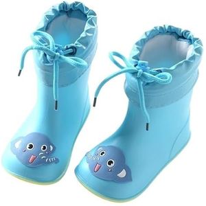 Regenschoenen for jongens en meisjes, regenlaarzen, waterdichte schoenen, antislip regenlaarzen(Color:Blue+Cotton,Size:18CM)