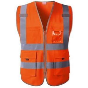 Veiligheidsvest Voor Fietsers Zomer Reflecterend Veiligheidsvest Bouwplaats Reflecterend Kleding Verkeersvest Opvallend Vest Voor Donkere Uren(Orange,Large)