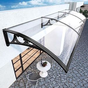 TRUEWALLET Huisdeurluifel,Overkapping,Buiten Regenbescherming Huisdeur,Uv -Bescherming Deurluifel Voordeur Afdak van Polycarbonaat en Aluminium Frame,Beschermend Dak Slagvast 300kg (80x180cm/32""x71