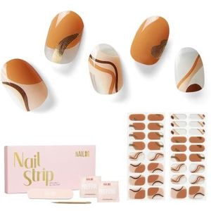 NAILOG Semi uitgeharde gelnagelstrips, 34 stuks salonkwaliteit gelnagelstickers, langdurige nagelwraps voor vrouwen met zachte gelafwerking, doolhof