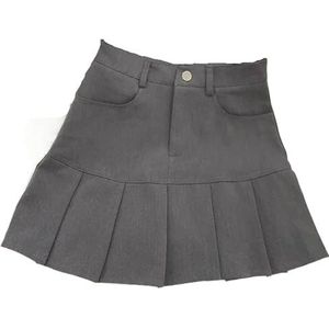 Geplooide rok geplooide rokken vrouwen hoge taille zomer effen all-match college temperament mode mini zoete ins casual geplooide tennisrok voor vrouwen (grijs, L)