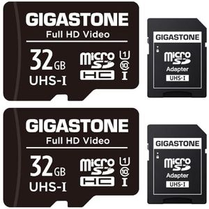 Gigastone Micro SD geheugenkaart 32 GB 2-pack, SDHC UHS-I U1 klasse 10, 90/20 MB/s lees- en schrijfsnelheid, geschikt voor Nintendo Switch, GoPro action cam, Compactcamera’s, DJI drone