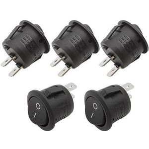 5 stuks KCD1-105 diameter 20 mm ronde tuimelschakelaar AC 6A/250V 10A/125V 2-pins boot tuimelschakelaar aan-uit drukknop rood zwart Boot(Black 5Pcs)