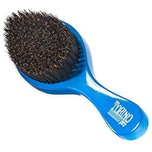 Torino Pro Wave Brushes by Brush King - Medium Curve Waves Brush #350 - Blauw, Zwijnenharen, ovaal, voor 360 golven haarverzorging