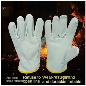 Tweelaagse lashandschoenen van schapenvacht Slijtvast Anti-verbranding Zacht lassen Lasserbescherming Arbeidsverzekering(White sheepskin)