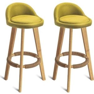 Barkrukken Barstoelen, 2 Stuks Barstoelen Rubber Houten Barkruk Nordic Minimalistisch Thuis Hoge Kruk Barstoel Katoen Linnen Kussen Stoel Keukenstoelen(B)