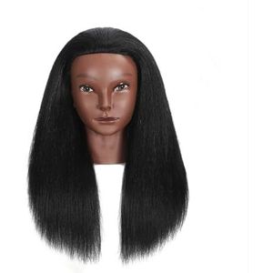 16-18 ""Mannequinhoofd met 100% echt mensenhaar for cosmetologie Mannequinhoofd Poppenhoofd Kapper Opleidingspraktijk(Head 3)