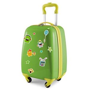 Hauptstadtkoffer - Kinderbagage, kinderkoffer, harde koffer, boordbagage voor kinderen, ABS/PC,, appelgroen + sticker monster, kinderbagage