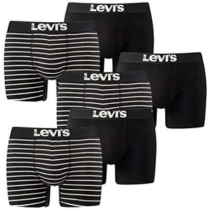 Levi's Set van 6 heren vintage streep YD B Boxer korte boxershort onderbroek broek ondergoed, kleur: 884 - zwart (Jet Black), maten: XL, 884 - Jet Zwart