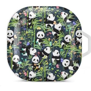 Leuke panda en bamboe bladeren oordopjes hoesje compatibel met Samsung hard shell beschermhoes wit stijl