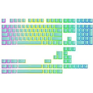 Ranked Pudding v2 PBT Toetsen | 145 Double Shot Doorschijnend ANSI US & ISO Layout | OEM-profiel voor Mechanisch RGB-gamingtoetsenbord (Miami Blue)