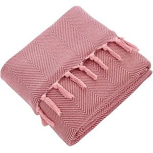 Mixibaby Sprei, woondeken, omkeerbare deken, knuffeldeken, bankdeken, kleur: roze, design: visgraatontwerp