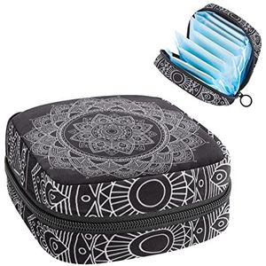 Indiase Mandala Psychedelische Henna,Periode Pouch Draagbaar,Tampon Opbergtas,Tampon Houder voor Portemonnee Vrouwelijke Product Organizer, Meerkleurig, 4.7x6.6x6.6 in/12x17x17 cm