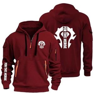 AHYAOFA Heren Solid Pullover Hoodies voor The H.or.d.e Quarter Zip Streetwear Hoody Zachte Hooded Sweatshirts Lange Mouw met Grote Pocket Jas Tops, Rood-1, 18-20