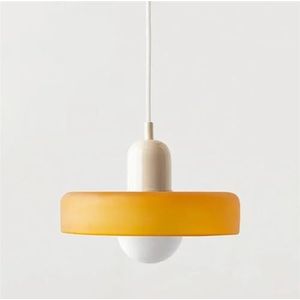 VJYVRXLB Glazen hanglamp voor woonkamer, slaapkamer, werkkamer, eetkamer, bar, Candy Color led-hanglamp voor binnen, 1 stuk (oranje-wit, 35 cm, wit